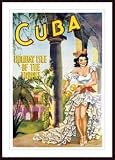 Cuba - Holiday Isle Of The Tropics by Vintage 38.00X56.00 Framed with Black Wood Frame