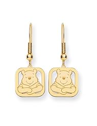 Disney Yellow Gold Square Winnie the Pooh Fishhook Earrings
