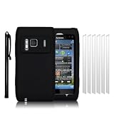 Pack Housse Etui Coque en Silicone + 6 Films Protections d'Ecran + Stylet pour Nokia N8 - Noirpar Qubits