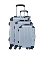 AMERICAN TRAVEL Set de 3 trolleys rígidos (Plateado)