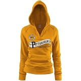 NCAA Pittsburgh Panthers Ladies Gold Rugby Distressed Deep V-neck Hoody Sweatshirt