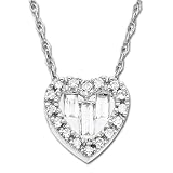 10k White Gold Diamond Heart Shaped Pendant (1/8 cttw, I-J Color, I3 Clarity), 18
