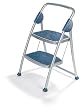 Polder LDR-6102 2-Step Designer Step Stool with Rail, Argento Silver