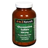 A to Z Naturals Glucosamine Sulfate, 500 mg, Tablets, 180 tablets