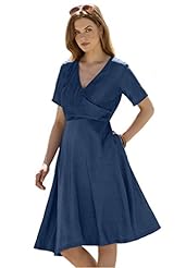 Plus Size Fit-and-Flare Wrap Short Sleeves  Dress