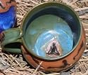 Green Yoga Handcrafted Gift Pottery Mug