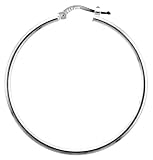1 7/16 Sterling Silver Thin Wire Italian Hoop Earrings, Silver Dollar Size