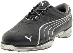 PUMA Men's Cell Fusion Golf Shoe,Black/Puma Silver,10 M US