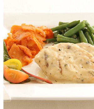 Honey Mustard Chicken with Lyonnaise Potatoes and Green Beans by Dinewise.com