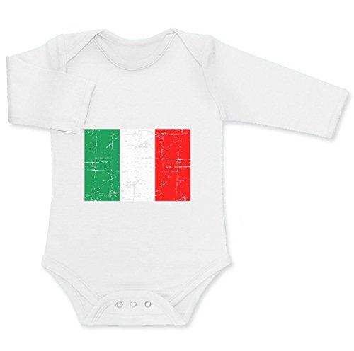 Italy Flag Italien Flagge Fan Motiv EM Olympiade Baby Langarm Body Newborn Weiß