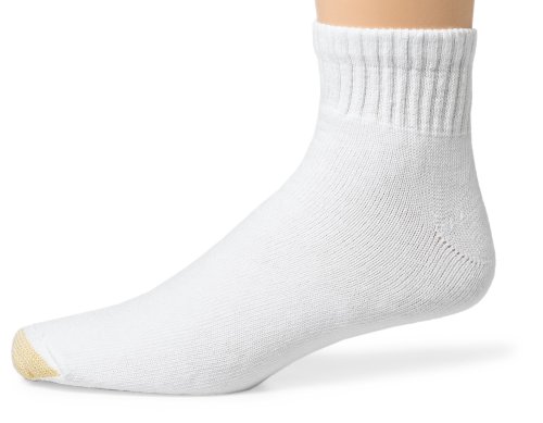 Gold Toe Men's Quarter Big and Tall Athletic Sock, 6-pack, White, 12-16 extended size