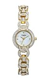 Caravelle by Bulova Women’s Crystal Accented Mother of Pearl Dial Watch #45L011