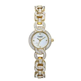 Caravelle by Bulova Women's Crystal Accented Mother of Pearl Dial Watch #45L011
