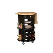 Black Round Butcher Block Wine Cart- Large