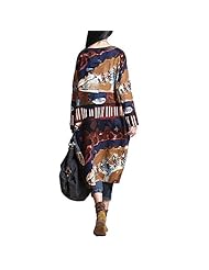 Plus Size Cotton/Linen Floral Print Spring  Dress