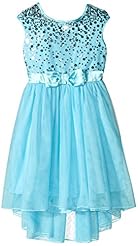 Girls Polyester/Tulle Sequined High-Low-Hem  Dress