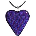 Holly Lynn Blue Purple Droplet Heart Dichroic Glass Necklace