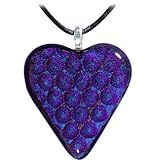 Holly Lynn Blue Purple Droplet Heart Dichroic Glass Necklace