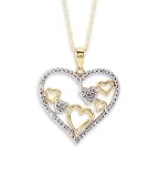 10k Yellow Gold Multi Heart Diamond Pendant Necklace 41FSb0nfKjL. SL160 10k Yellow Gold Multi Heart Diamond Pendant Necklace