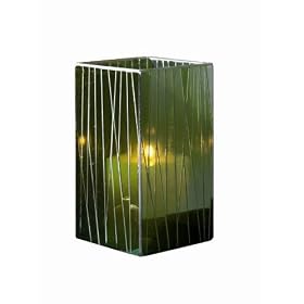 Tag Prism Mosaic Glass Hurricane Candle Lantern, 7.75 Tall, Green by Tag
