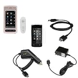 Solid Pink Blush Rubberized Snap On Case + Rapid Car Charger + Home Travel Charger + Clear Reusable LCD Screen Protector + USB Data Cable for AT&T LG Vu CU920 Cu915 Cell Phone