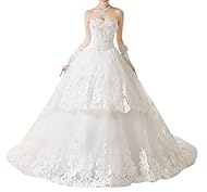 Sweetheart Beaded Peplum Lace Wedding Dress 