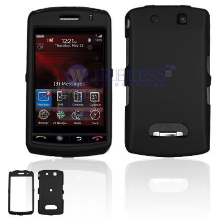 Black Rubber Feel Snap-On Cover Case Cell Phone Protector for BlackBerry Storm 9500 Thunder 9530