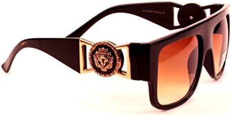 Black Gold Medallion Wayfarer Sunglasses Brown Lens (MED-3)