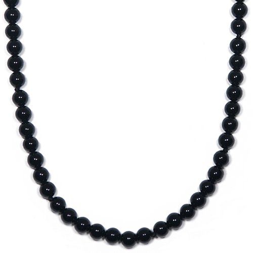 41FSkzSgepL Sterling Silver 4mm Black Onyx Bead Necklace, 24
