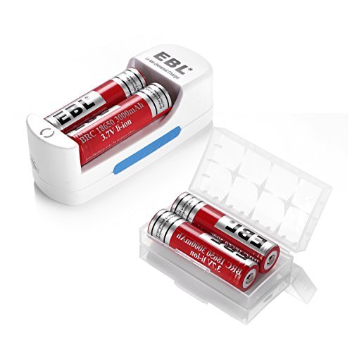 EBL® 4 Pack 18650 3.7V 3000mAh Rechargeable li-ion Battery with Universal Charger for 10440,14500,16340,18500,18650 Rechargeable Li-ion Battery