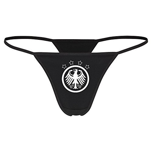 String Tanga Deutschland Retro EM 2016 in Frankreich France schwarz Germany Deutschland, Größe:S