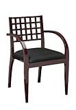 Wood Visitors Chair with Criss-Cross Back and Upholstered Seat Mahogany