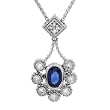 Necklace With 1.50ctw Precious Stones - Genuine Diamonds and Sapphire Well Made in 14K White Gold. Total item weight 6.5g Length 16in