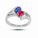 Customized Sterling Silver Couple's Name and Birthstone Ring-available in Size 4 to 14 -Ship in 3 to 4 Weeks