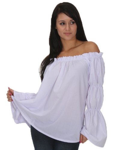 Renaissance Pirate White Chemise Shirt Top Medieval Peasant Wench Sca Blouse SC88523A