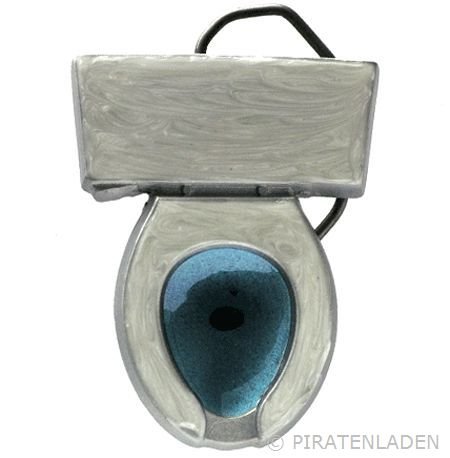 Buckle als Kloschüssel mit Spülkasten, Gürtelschnalle