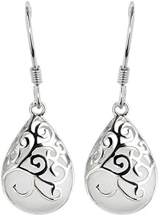 Bare Area 925 Sterling Silver Created Opal Drop Earrings Dangle Teardrop Jewelry Gemstone for wife women girls teens
