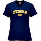 Nike Michigan Wolverines Navy Blue Ladies Ligature Arched Team Logo T-shirt