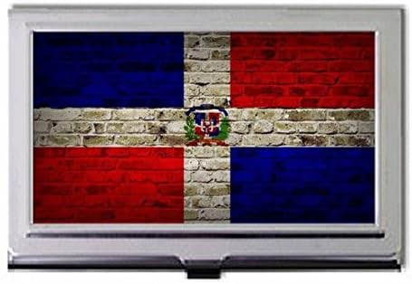 Dominican Republic Flag Brick Wall Design Business Card Holder