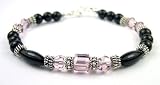 Lt. Amethyst (Alexandrite) June Birthstone Bracelets in Onyx, Sterling Silver, and Swarovski Austrian Crystals