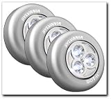 Sylvania Dot-It Self-Adhesive Bright White LED Light, Silver, 3-PACK Image