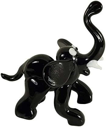 Imaginative Hand Blown Art Glass Figurine Elephant Black Color 3.5" x 3.5"