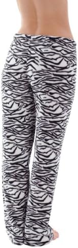 Soft and Warm Women Drawstring Fleece Pajama Pants with Black White Zebra Print