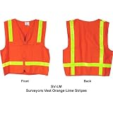 Surveyors Vest Orange Lime Stripes - Large