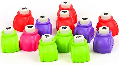 CnHonorable 12PC Mini children Kids creative DIY Handmade Hole Puncher for Festival Papers and Greeting Card seal educational stationery Gifts Toys Paper Craft Punch Card with Random Colors ble 12PC