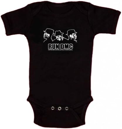 Yaya Rocks Unisex Baby Run Dmc - Da Boys Black S/S Onesie 3-6 Months