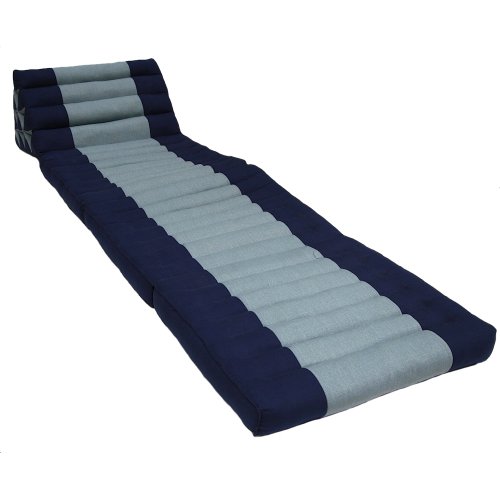 Das Original aus Thailand: Liegematte mit Dreieckskissen (dunkelblau, hellblau), Baumwolle, Kapok