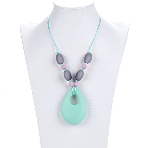 AmBaby Teething Necklace - Baby Beads - Baby Teether Toy - BPA Free Food Grade Silicon (Dreamy Mint)