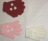 One Size Magic Gloves Trimmed with Pearl Center White Satin Rosebuds for Toddlers Ages 1-5 Years
