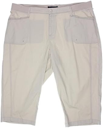 Lee Platinum Label Womens Plus Flat Front Relaxed Fit Capri Pants Beige 22W
